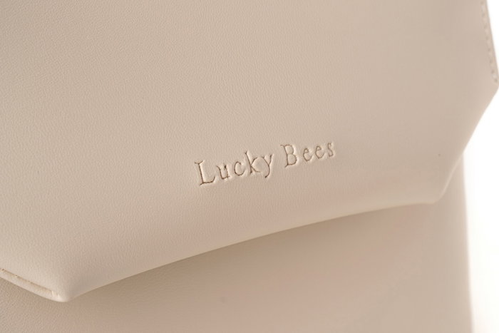 Lucky Bees 1242 Bolso Bandolera Crema, Piel de Polivinilo, 25x11x17cm
